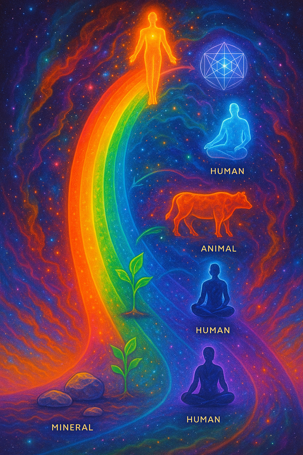 Spectrum of consciousness from mineral to spiritual